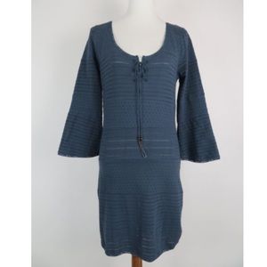 Free People Dresses - Free People blue bell sleeve bodycon lace up dress Free People Dresses - Free People blue bell sleeve bodycon lace up dress